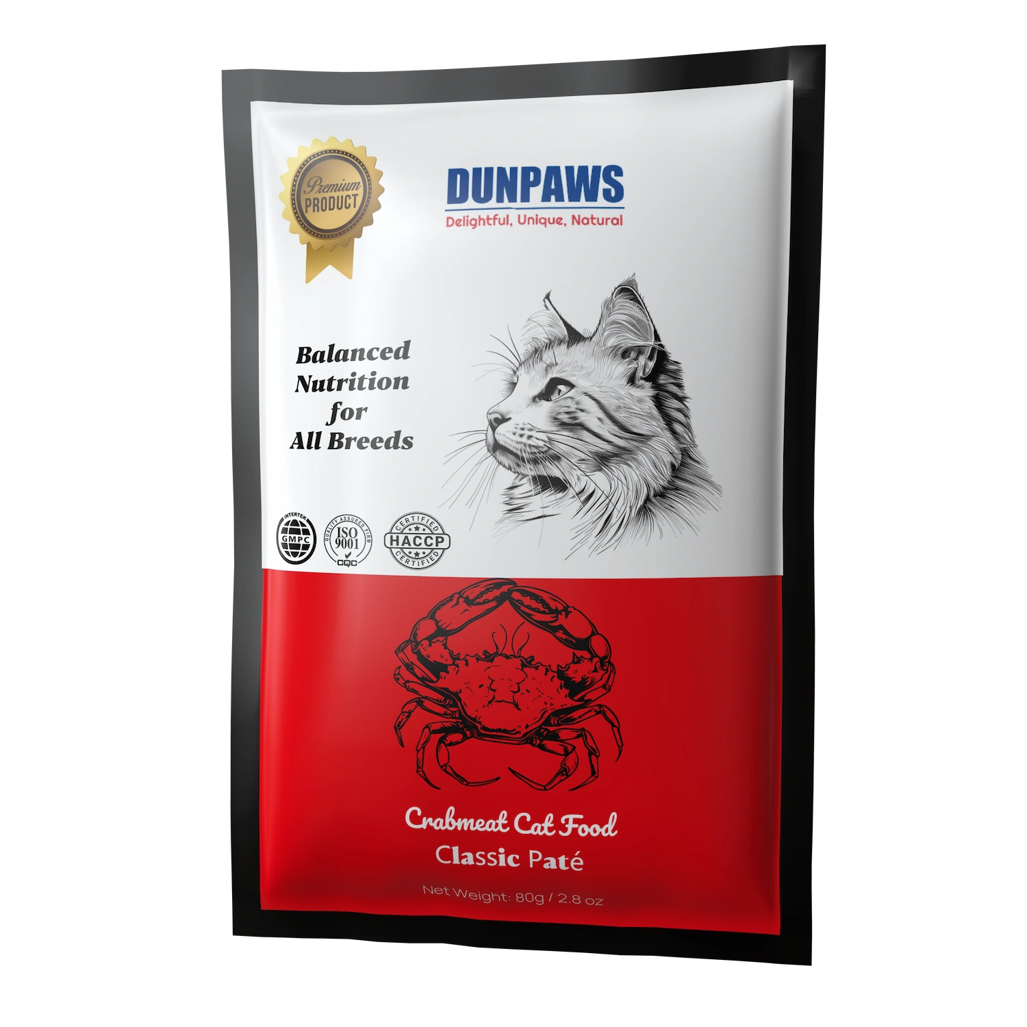 Top Quality Cat Wet Food Pouch Crab Meat Flavor OEM Factory Supply